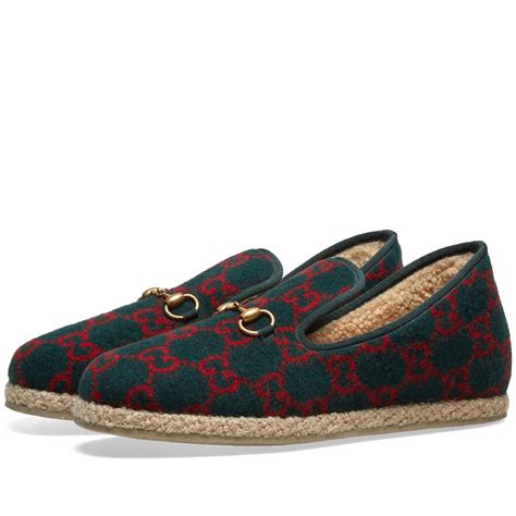 gucci loafer green|Gucci wool loafer.